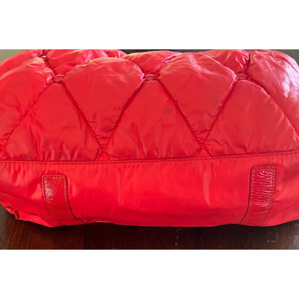 Kate Spade Quilted Puffer Tote Bag Large Red Diamond Stitch Nylon Streetwear - Picture 6 of 16
